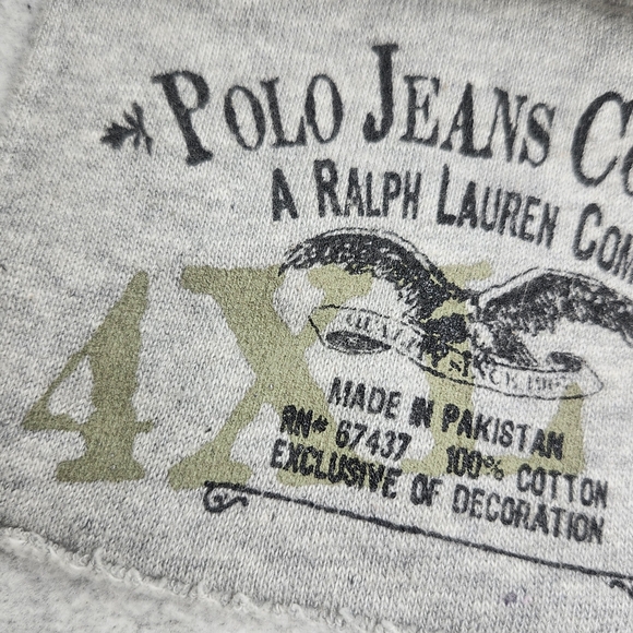 Polo Ralph Lauren Light Grey Full Zip Long Sleeve Sweatshirt Hoodie Size 4XL - Picture 7 of 7
